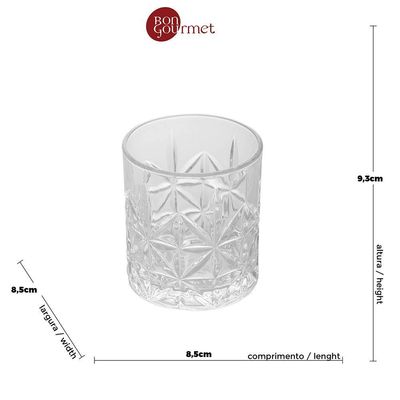 Conjunto 6 Copos Baixo Wolff Stella 300ml Vidro Transparente Elegante Transparente