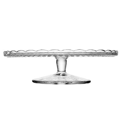 Prato para Bolo com Pé Wolff Bangkok 29x7,5cm Vidro Base Alta Design Sofisticado Transparente