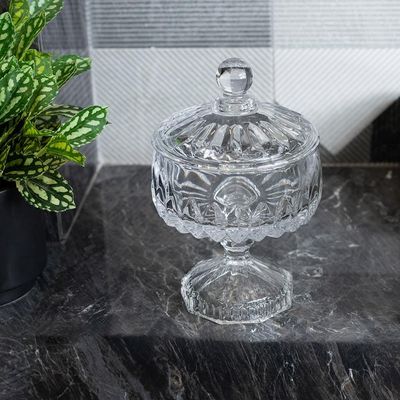 Potiche com Pé Wolff Louise Cristal 14x23cm Acabamento Premium Transparente