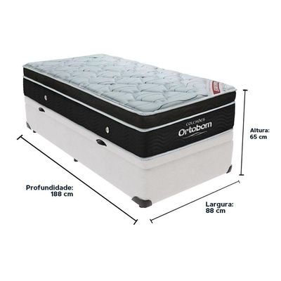 Cama Solteiro Box Branca Baú Elegant Ortobom Molas Ensacadas