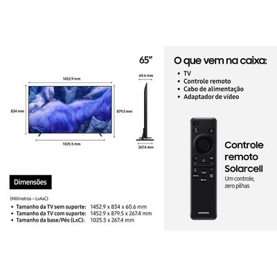 Smart TV 65 Polegadas Samsung Vision AI TV QLED 4K QN65Q7FAAGXZD Preto / Bivolt