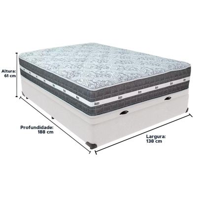 Cama Box Baú Casal E Colchão Black Graphite Anjos Molas Ensacadas Branco