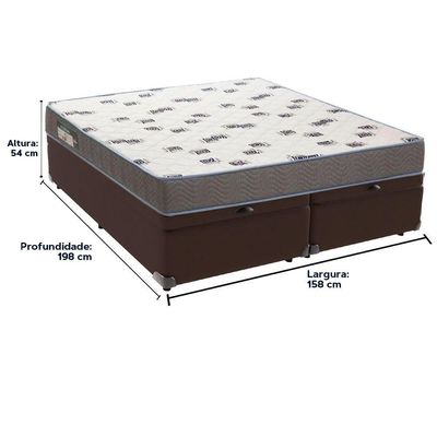 Cama Box Queen Com Bau Ortobom D33 Light Bege Marrom