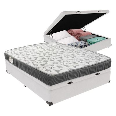Conjunto Ortobom Iso100 D33 Casal Com Box Baú Branco