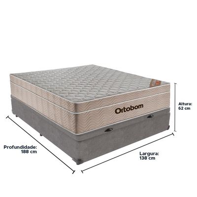 Colchão Airtech Ortobom Casal Baú Bege 138cm Springpocket Cinza
