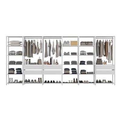 Guarda-roupas Closet Modulado 405cm 6 Peças Com 6 Gavetas E Cabideiros Multimóveis Mp4322 - Branco