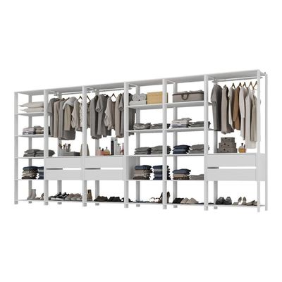 Guarda-roupas Closet Modulado 405cm 6 Peças Com 6 Gavetas E Cabideiros Multimóveis Mp4322 - Branco