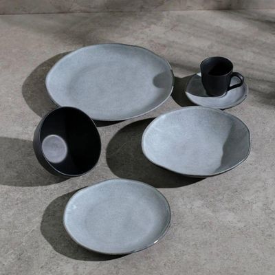 Conjunto De Pratos Fundos 06 Peças Orgânico Concreto Porto Brasil