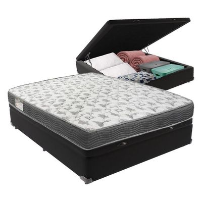 Cama Baú Ortobom Víuvo Iso100 Bege D33 Conforto Firme Preto