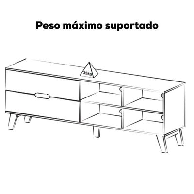 Rack Bancada Tv 75 Pol Mdf 2 Gavetas Arly Off White Pinho Off White Pinho