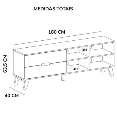 Rack Bancada Tv 75 Pol Mdf 2 Gavetas Arly Off White Pinho Off White Pinho