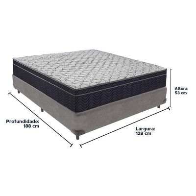 Conjunto Cama Box Viúvo E Colchão Airtech D45 Extra Firme Cinza