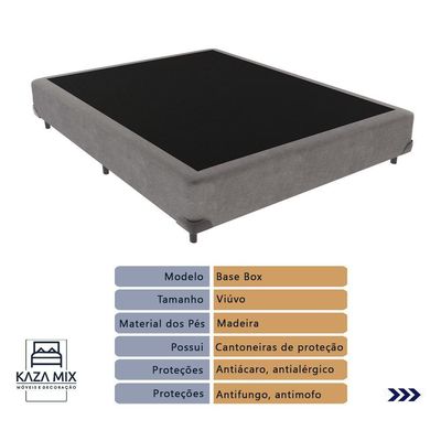Conjunto Cama Box Viúvo E Colchão Airtech D45 Extra Firme Cinza