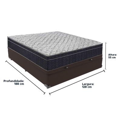 Cama + Box Com Baú Viúva Colchão Ortobom D45 Firme Airtech Marrom