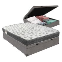 Cama Box Iso100 Baú Ortobom Casal Cinza Espuma D33