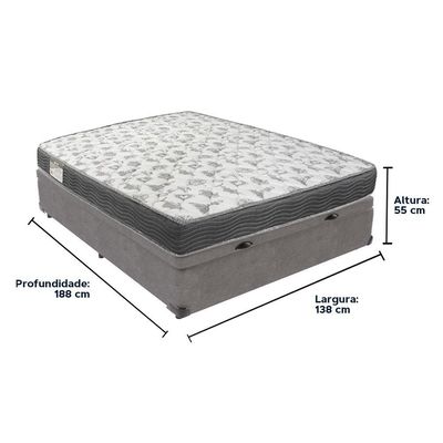 Cama Box Iso100 Baú Ortobom Casal Cinza Espuma D33