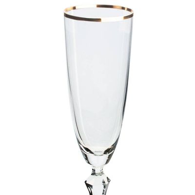 Conjunto de Taças para Champanhe Bohemia Elizabeth em Cristal Ecológico Silver Rim 200 ml – 6 Peças