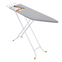 Tábua de Passar Roupa Utimil Ajustável com Ponta e Suporte para Ferro – Branco/Cinza