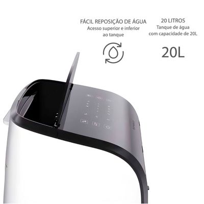 Climatizador de Ar Spirit Master 90cm, 110W com Controle Remoto, Display LED, Timer de até 8 horas, 20 Litros – Branco branco / 220