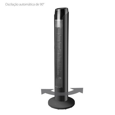 Ventilador de Torre 90cm Spirit SKY com 3 Velocidades, Controle Remoto e Timer de até 7h30 – Preto Preto / 220