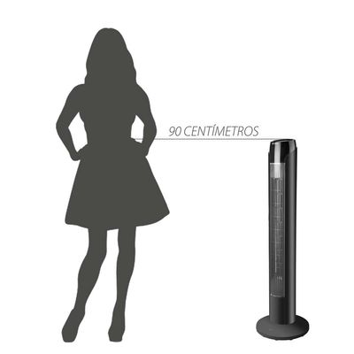 Ventilador de Torre 90cm Spirit SKY com 3 Velocidades, Controle Remoto e Timer de até 7h30 – Preto Preto / 220