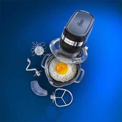 Batedeira Planetária Bowl Inox III Oster OBAT641 850W 12 Velocidades Tampa Antirrespingos Preto / 110
