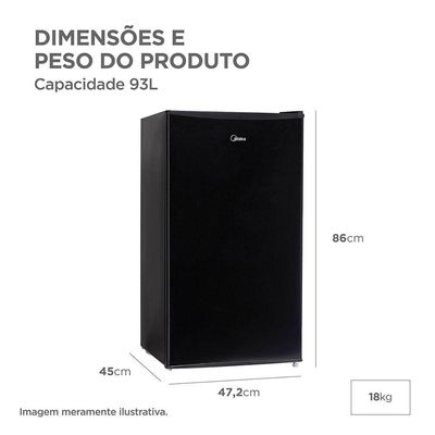 Frigobar Midea Inverter 93L MDRD142FGD303 Preto Bivolt