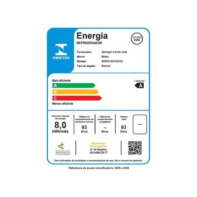 Frigobar Midea Inverter 93L MDRD142FGD303 Preto Bivolt