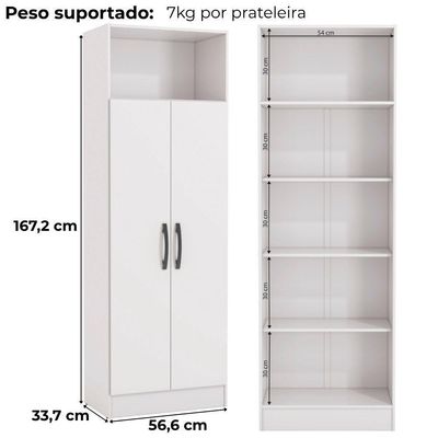 Armario Multiuso 2 Portas 167x57 Cm N408 Kappesberg Branco
