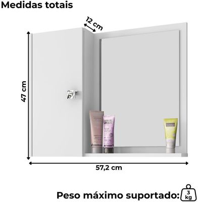 Armario Espelheira 1 Porta 57 Cm Genova Bechara Branco
