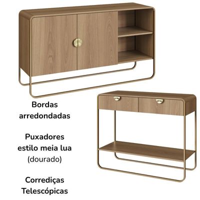 Balcao Buffet E Aparador 135 Cm Organica Artesano Hanover Dourado