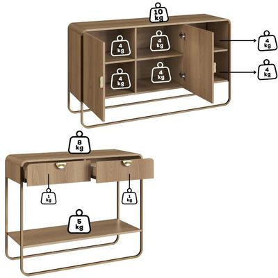 Balcao Buffet E Aparador 135 Cm Organica Artesano Hanover Dourado