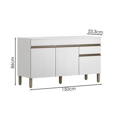 Balcao Com Tampo 3 Portas 1 Gaveta 150 Cm Line Ktp Supremo