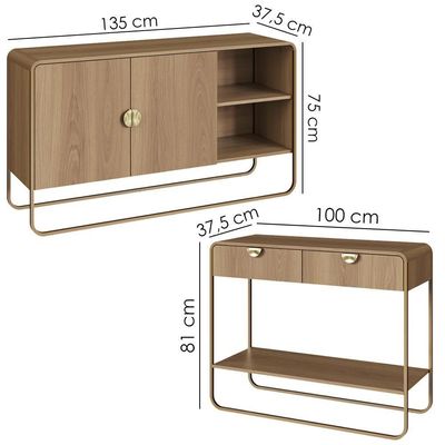 Balcao Buffet E Aparador 135 Cm Organica Artesano Hanover Dourado