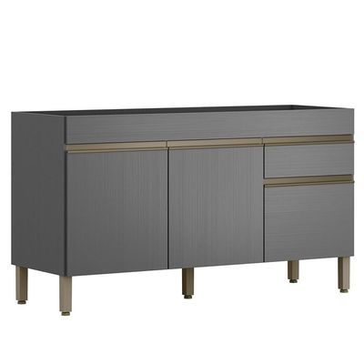 Balcao Para Pia 3 Portas 1 Gaveta 150 Cm Line Ktp Gris