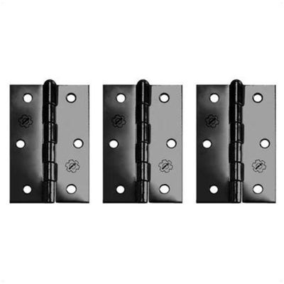 Dobradiça Para Porta Silvana 4 Sem Rolamento Americana Embutir Preto Texturizado Com 3 Peças