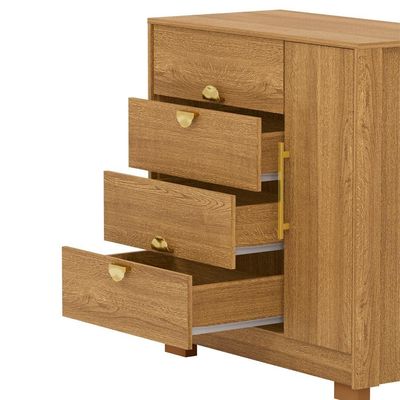 Comoda Com Espelho 4 Gavetas 1 Porta 93 Cm Bel Vlr Nature