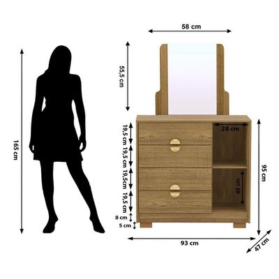 Comoda Com Espelho 4 Gavetas 1 Porta 93 Cm Bel Vlr Nature