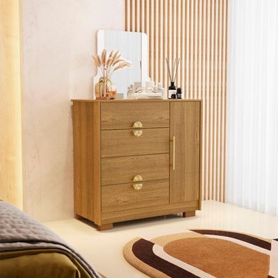 Comoda Com Espelho 4 Gavetas 1 Porta 93 Cm Bel Vlr Nature