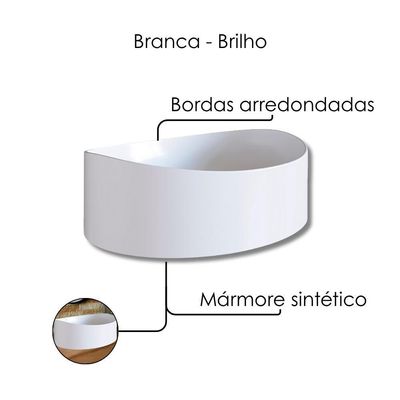 Cuba De Apoio Para Banheiro Em Marmore Sintetico 941012 Branca