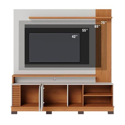 Estante Home TV 75 Polegadas 2 Portas 182 Cm Jurere Colibri Off White Matte Freijo