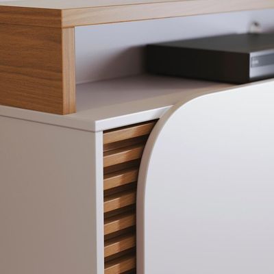Estante Home TV 75 Polegadas 2 Portas 182 Cm Jurere Colibri Off White Matte Freijo