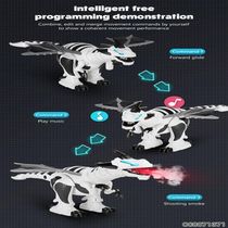 Dinossauro Robo Controle Remoto Gigante Dragao Solta Fumaca Interativo Som Luz Sensor Movimento