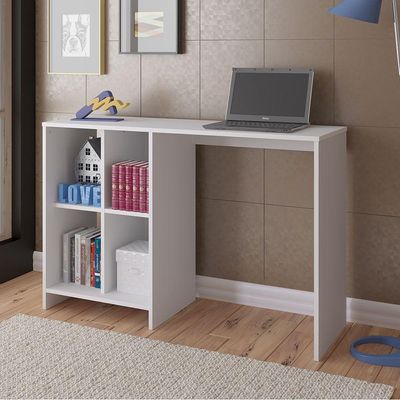 Escrivaninha - Mesa Para Notebook Matrix Branco E 4 Nichos - Artely