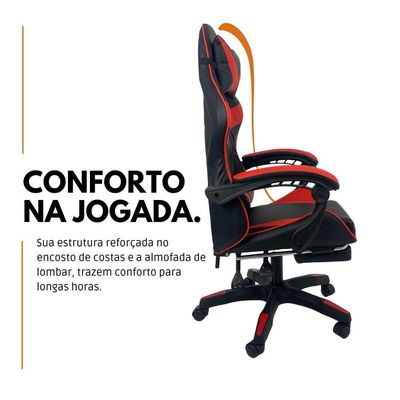 Cadeira Gamer Stillus Ergonômica Com Apoio Para Os Pés - Vermelho