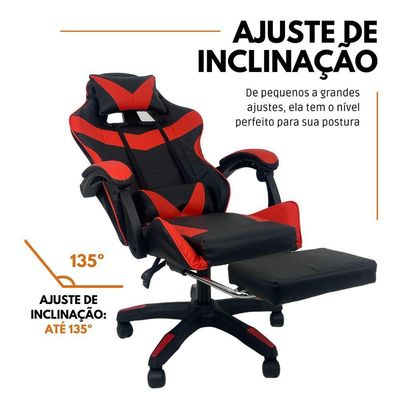 Cadeira Gamer Stillus Ergonômica Com Apoio Para Os Pés - Vermelho