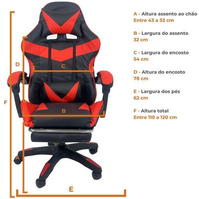 Cadeira Gamer Stillus Ergonômica Com Apoio Para Os Pés - Vermelho