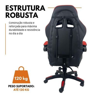 Cadeira Gamer Stillus Ergonômica Com Apoio Para Os Pés - Vermelho