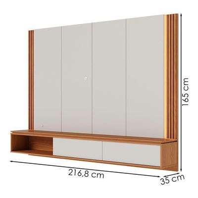 Painel Suspenso TV 75 Polegadas 217 Cm Loa Colibri Off White Matte Freijo