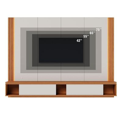 Painel Suspenso TV 75 Polegadas 217 Cm Loa Colibri Off White Matte Freijo